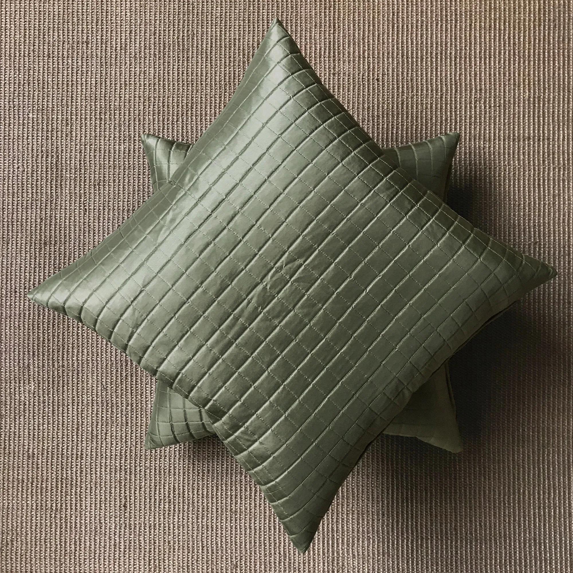 Hunter Green Mini Grid Stitch Throw Pillow Cover 20x20