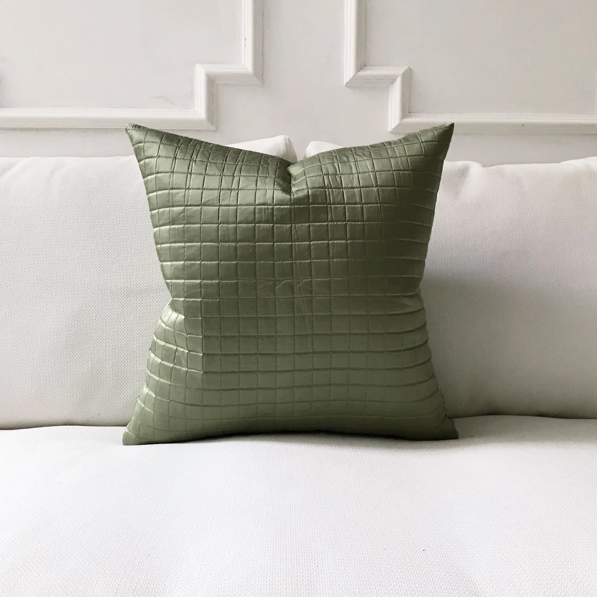 Hunter Green Mini Grid Stitch Throw Pillow Cover 20x20