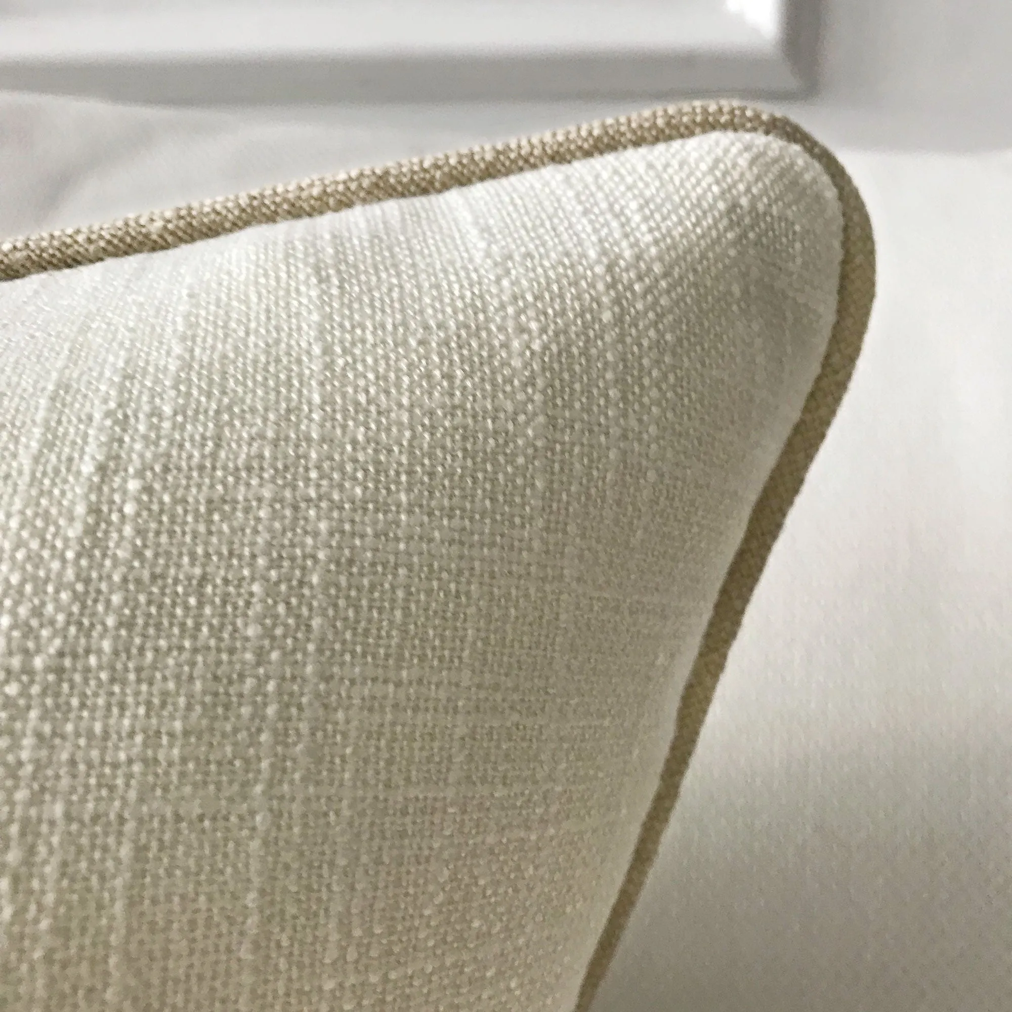 Ivory Solid Linen Standard Sham with Cord 20x27