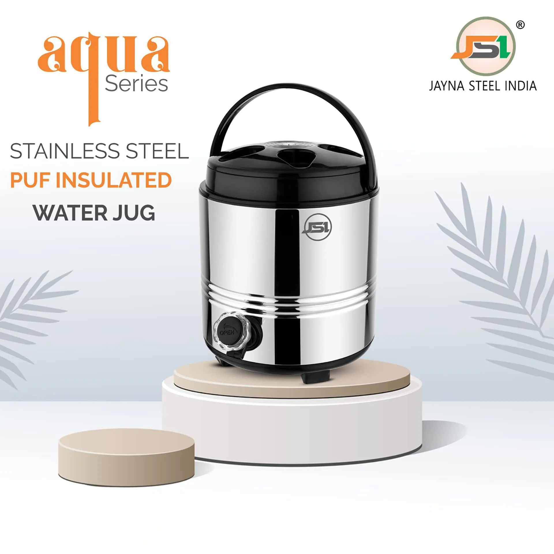 JSI® Stainless Steel Thermally Insulated Water Jug Carafe with Stylish Leakproof tap and Easy to Carry Handle (Aqua 6000) I Hot and Cold Upto 5-6 Hours