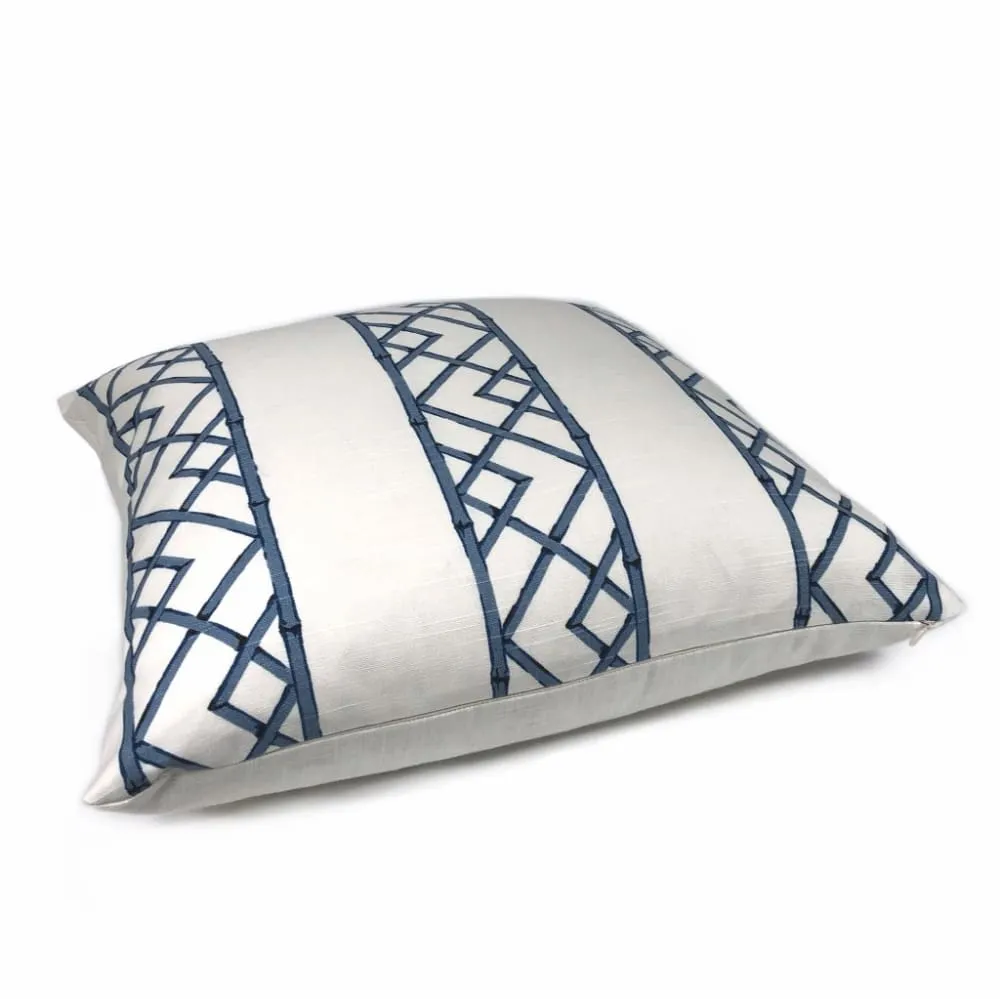 Kravet Latticely Ultramarine Blue White Trellis Linen Pillow Cover