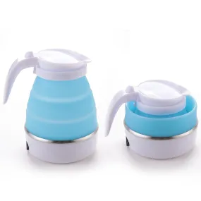 Kuber Industries Pack of 2 Foldable Electric Kettle 600 ML|Silicone Body With 304-Stainless Steel Base|Leak Proof Design|Multipurpose Portable Electric Kettle for Travel, Office & Home|600W|Blue