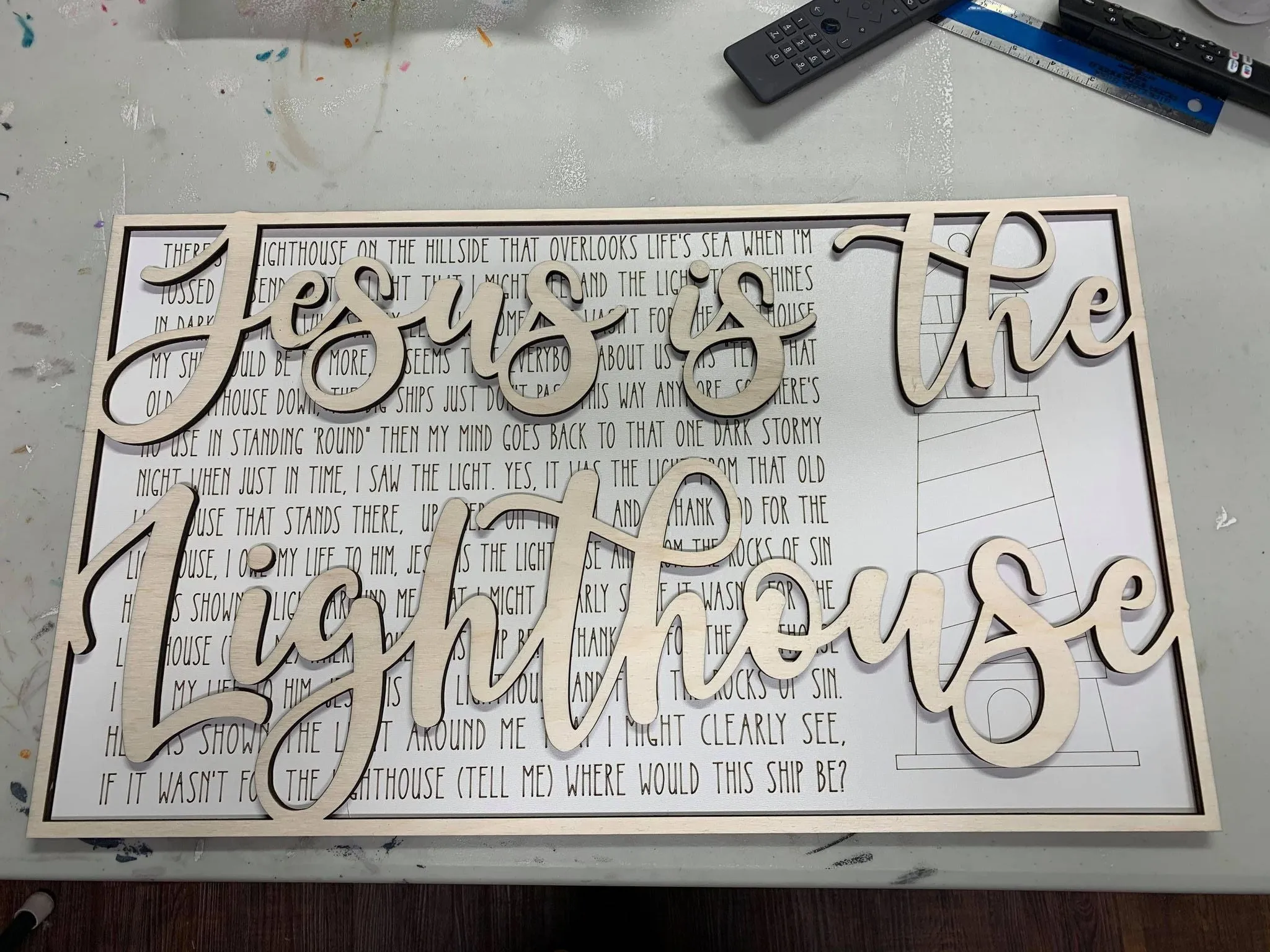 Layered Hymn: Jesus is the Lighthouse SVG File Laser Ready  Glowforge