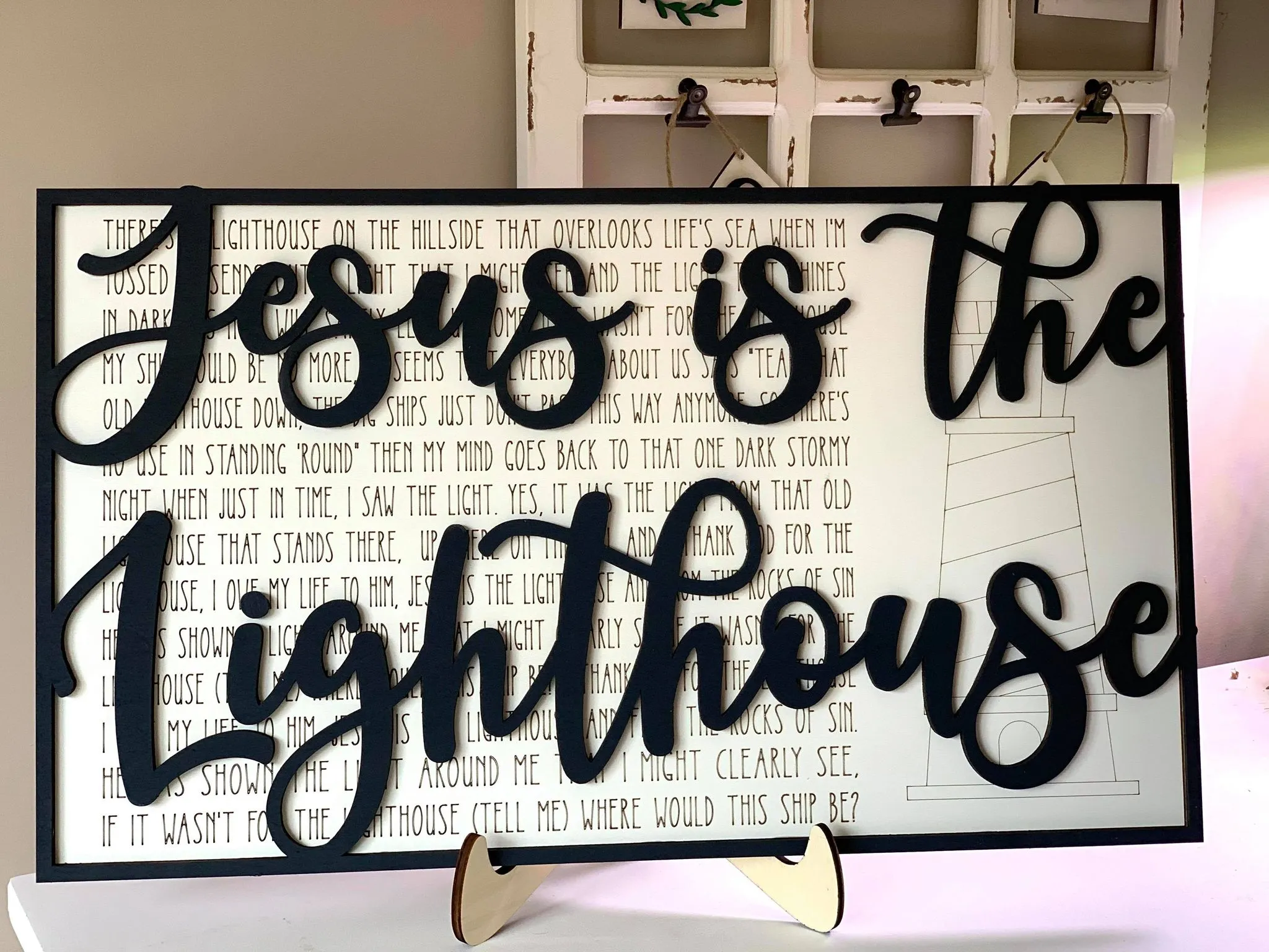 Layered Hymn: Jesus is the Lighthouse SVG File Laser Ready  Glowforge