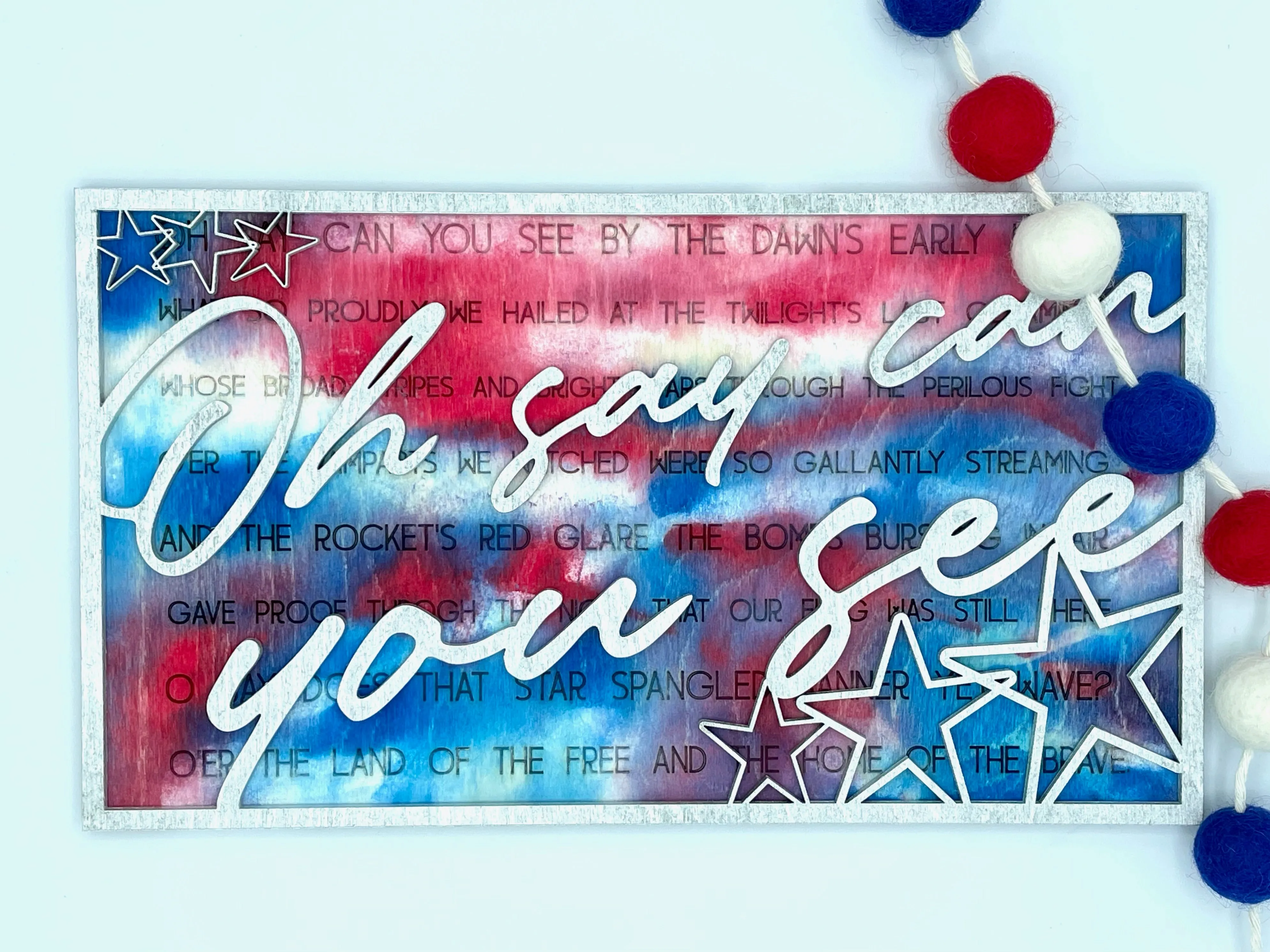 Layered Song: Star Spangled Banner Oh Say Can You See SVG Laser Ready File GLOWFORGE