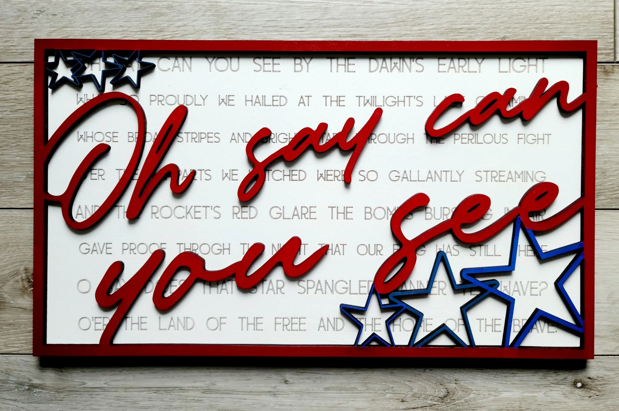 Layered Song: Star Spangled Banner Oh Say Can You See SVG Laser Ready File GLOWFORGE