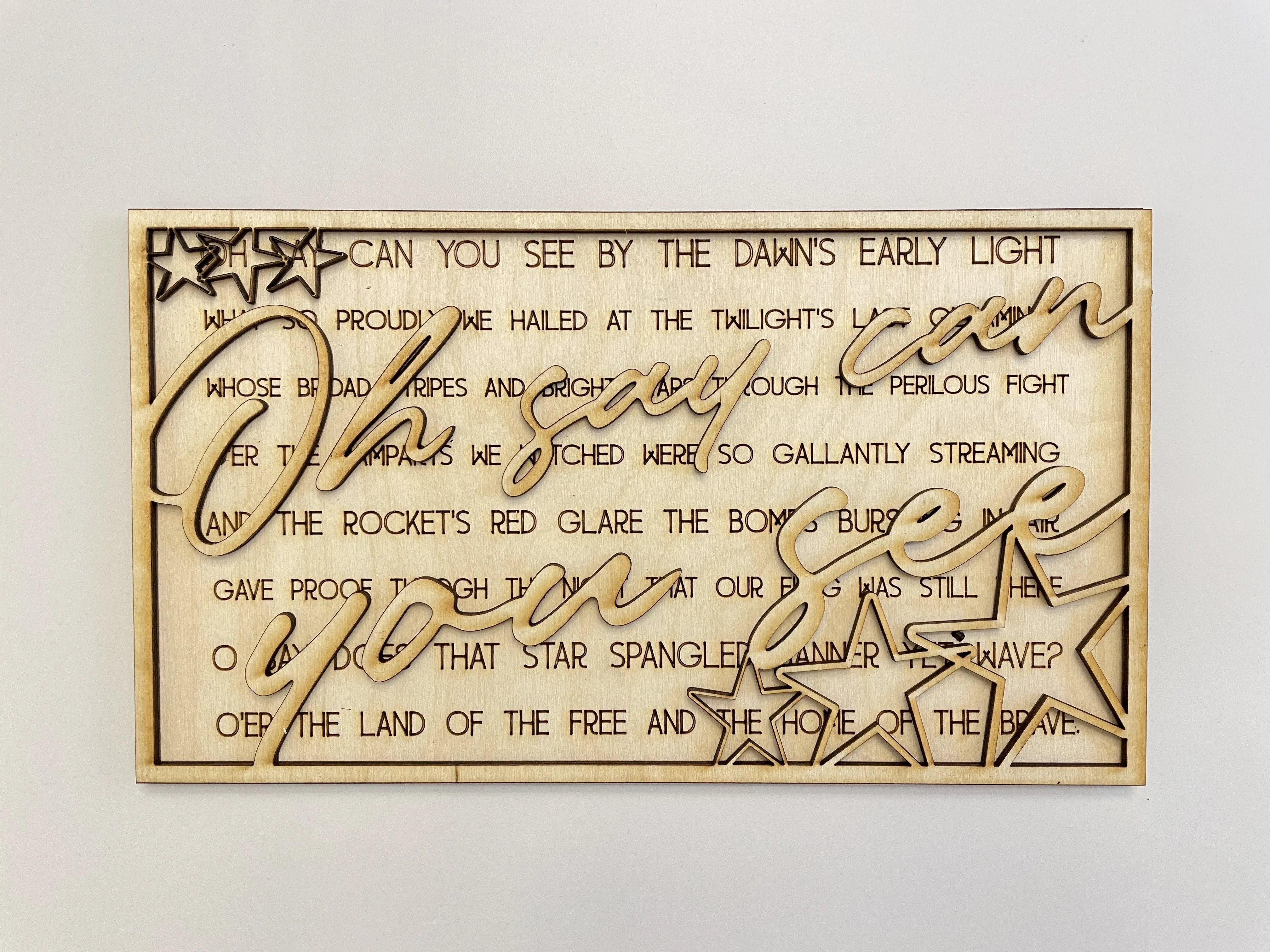 Layered Song: Star Spangled Banner Oh Say Can You See SVG Laser Ready File GLOWFORGE