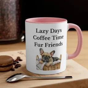 Lazy Days, Coffee Time, Fur Friends Multi-Color Coffee Mug