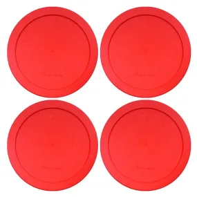 Lids for Pyrex and Anchor Round Glass Containers (4-Cups, Red-4 PACK