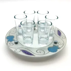 Lily Art - 50700- Kiddush Set Liquer Cups with Round Tray And Kiddush Cup 20x8 c"m