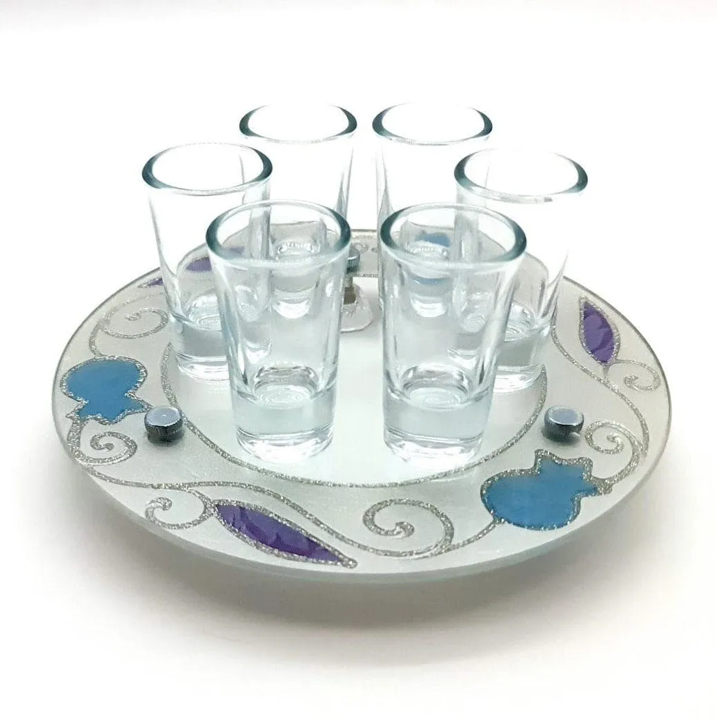 Lily Art - 50700- Kiddush Set Liquer Cups with Round Tray And Kiddush Cup 20x8 c"m