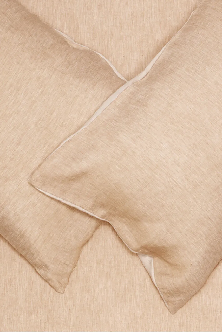 Linen Bedding Two Tone Stonewashed in Sand Color