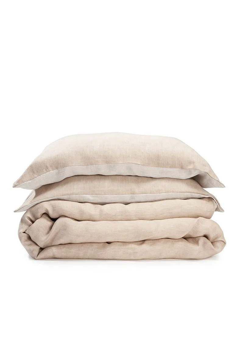 Linen Bedding Two Tone Stonewashed in Sand Color