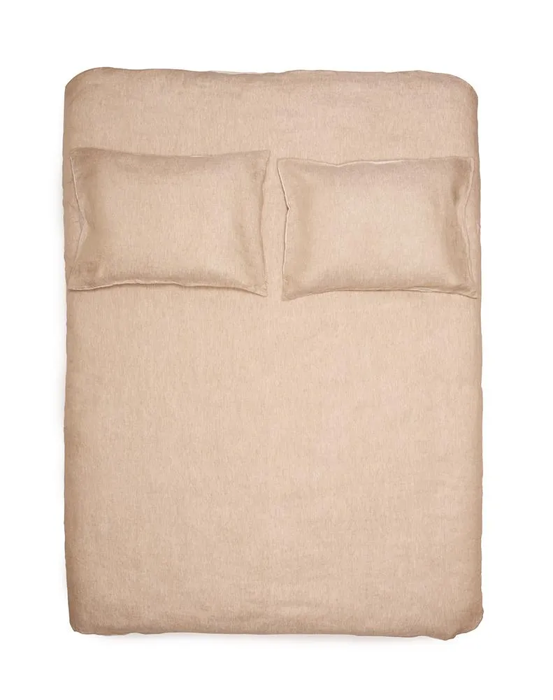 Linen Bedding Two Tone Stonewashed in Sand Color