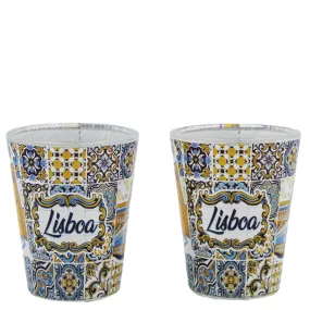 Lisbon Portugal Traditional Tram Shot Glasses, Set of 2