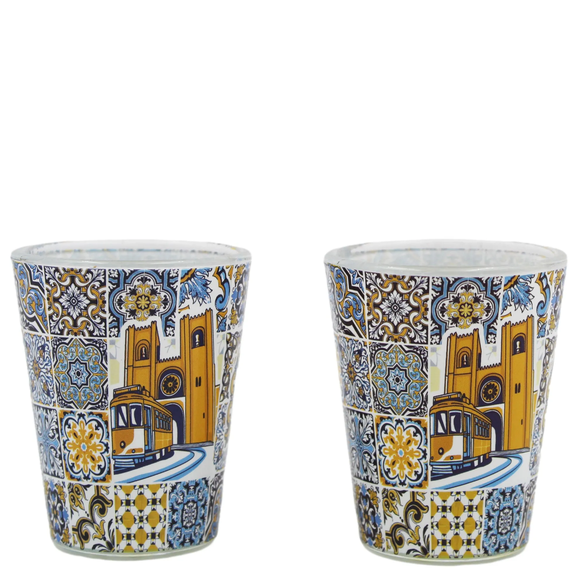 Lisbon Portugal Traditional Tram Shot Glasses, Set of 2