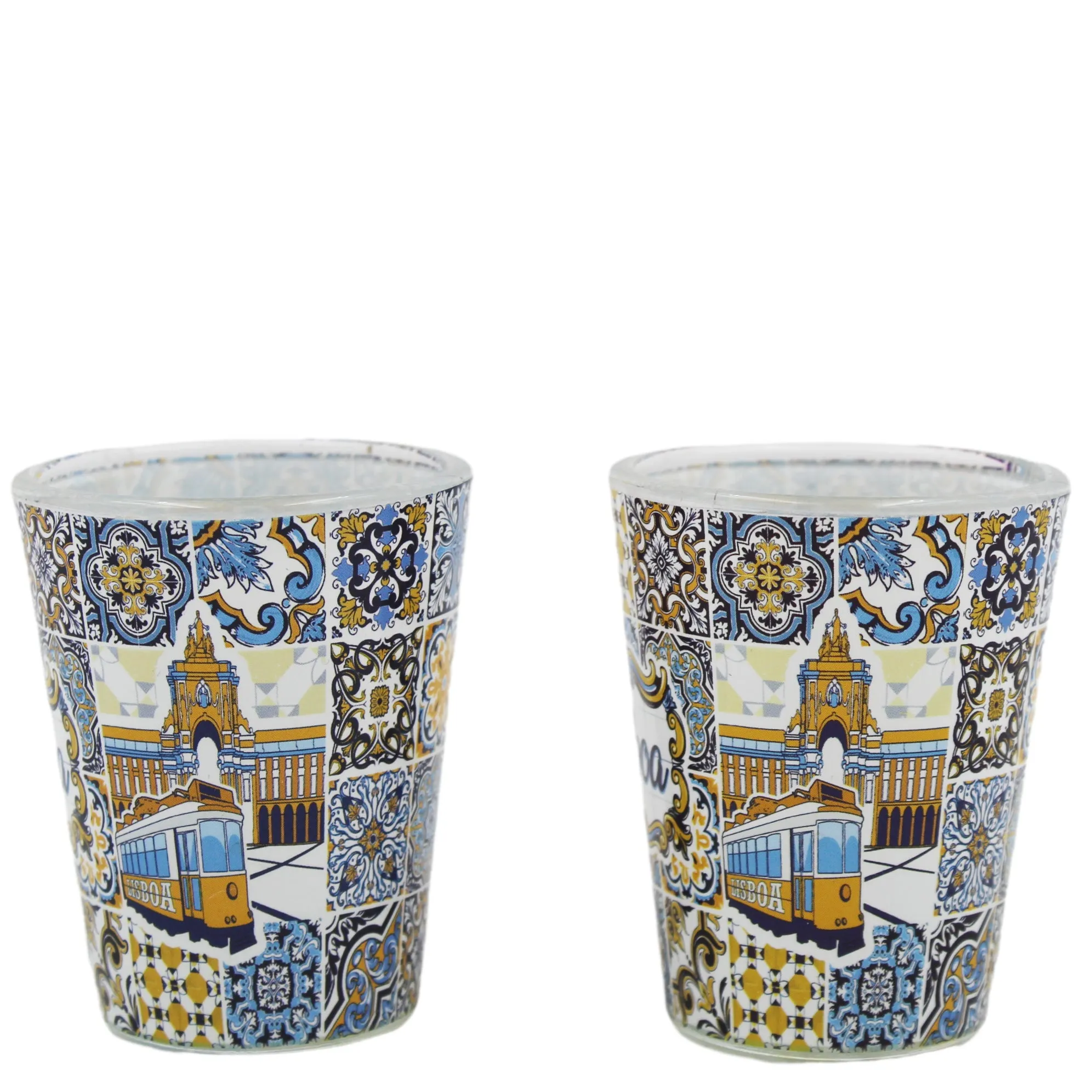 Lisbon Portugal Traditional Tram Shot Glasses, Set of 2