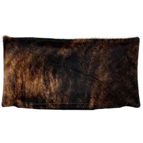 Lumbar Pillow Cover - Black and Brown Brindle Cowhide - 24" x 12" (LPILC071)