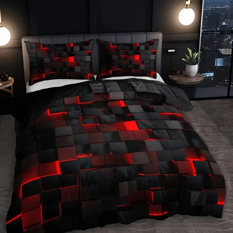 Luxurious Digital Print Geometric Quilt Cover Set - Vibrant & Versatile Bedding