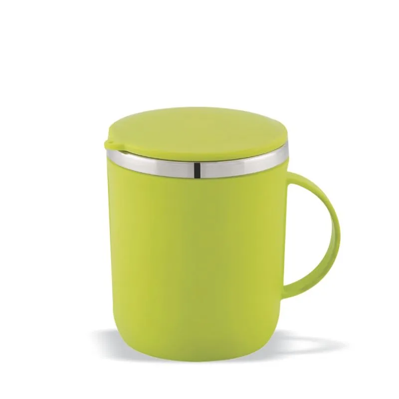 Magnus Espresso Mug | Green Stainless Steel Coffee Mug 300ML With Lid and Handle | Wide Mouth Mug Keeps Beverages Hot & Cold 300ML (Set of 2 Pcs)