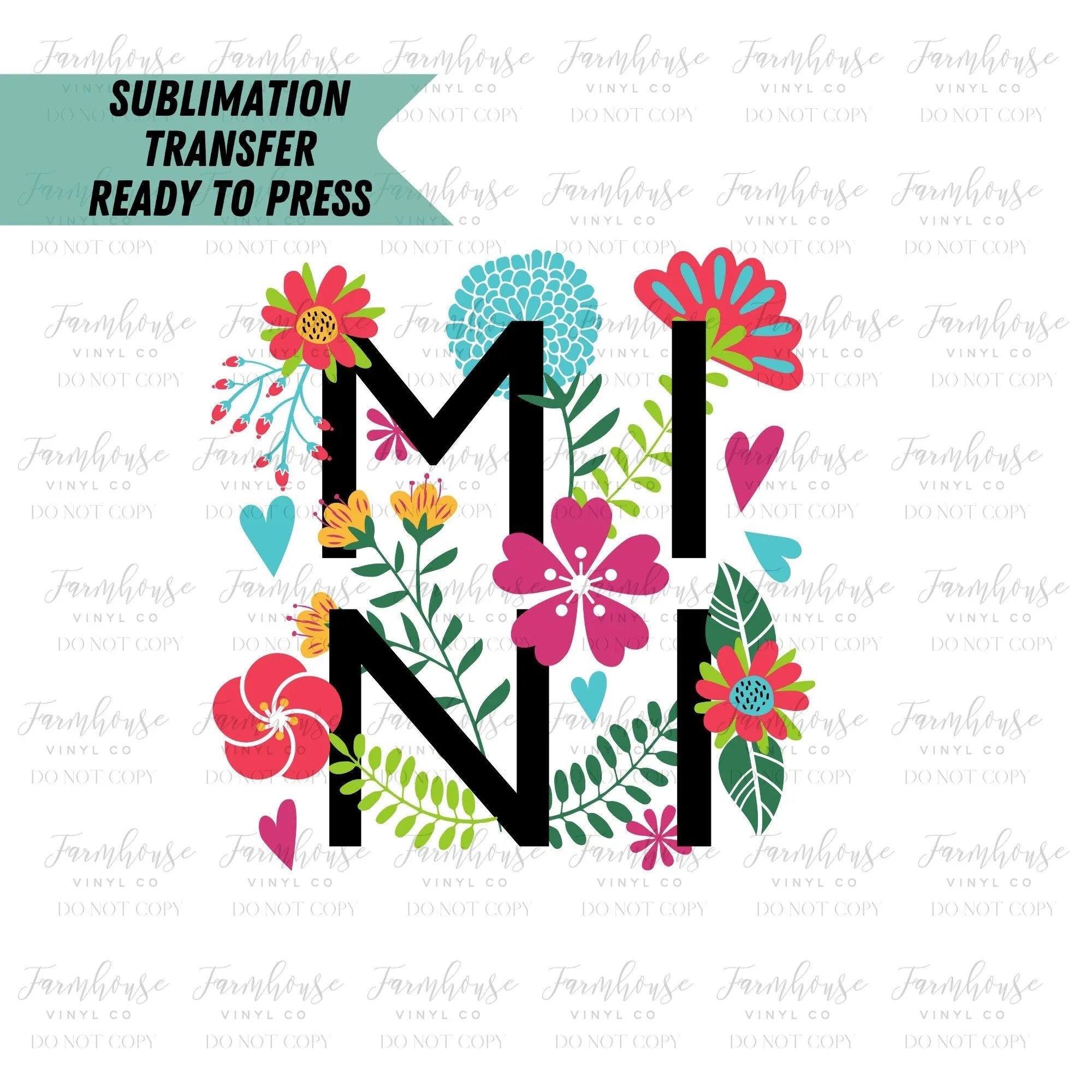 Mama Mini Square Flowers Ready to Press Sublimation Transfer