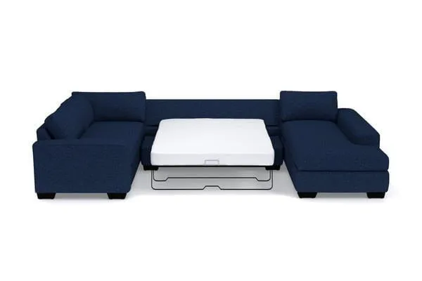 Melrose 3pc Sleeper Sectional :: Leg Finish: Espresso / Configuration: RAF - Chaise on the Right / Sleeper Option: Deluxe Innerspring Mattress