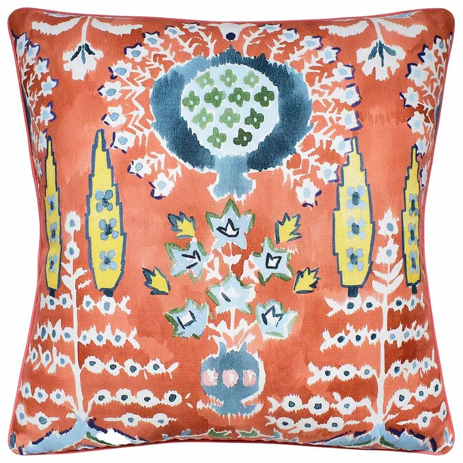 Mendoza Suzani Coral Decorative Pillow Ryan Studio