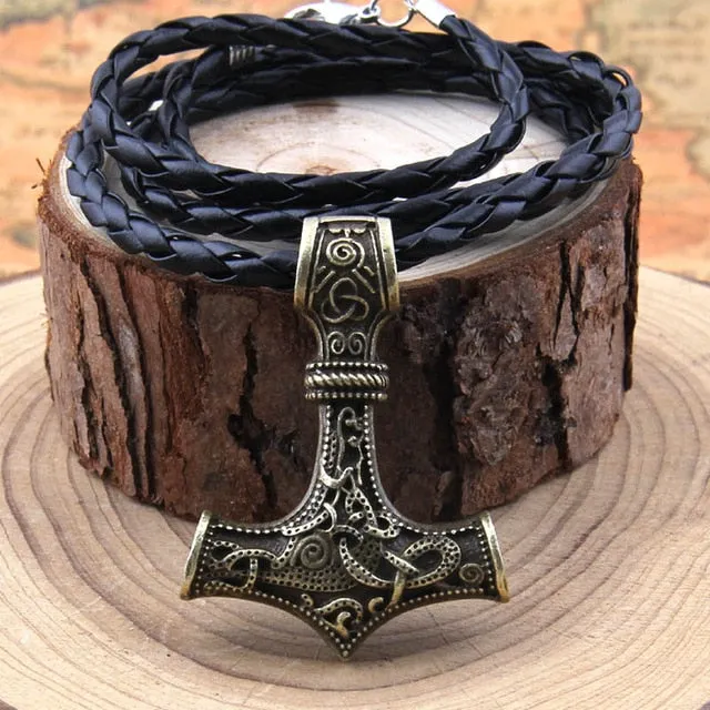 Metal Thor's Hammer Mjolnir Viking Amulet Pendant Necklace with Viking Box