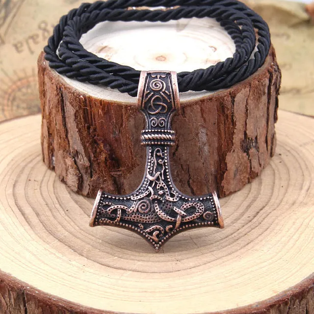 Metal Thor's Hammer Mjolnir Viking Amulet Pendant Necklace with Viking Box