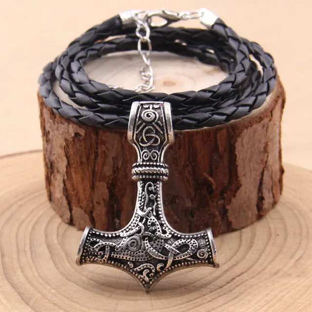 Metal Thor's Hammer Mjolnir Viking Amulet Pendant Necklace with Viking Box