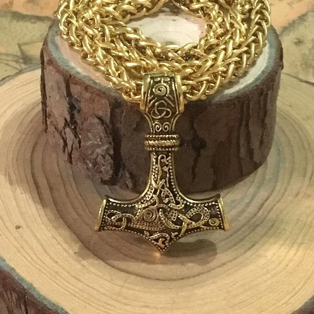 Metal Thor's Hammer Mjolnir Viking Amulet Pendant Necklace with Viking Box