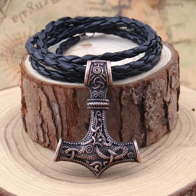 Metal Thor's Hammer Mjolnir Viking Amulet Pendant Necklace with Viking Box