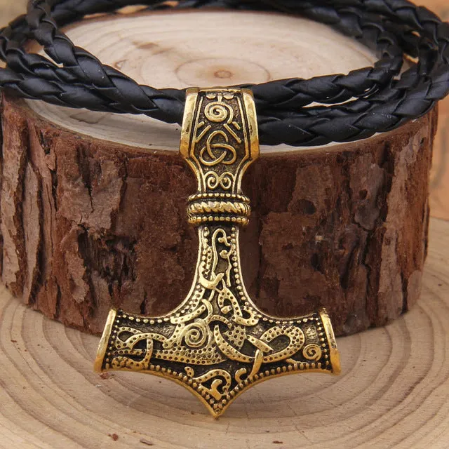 Metal Thor's Hammer Mjolnir Viking Amulet Pendant Necklace with Viking Box