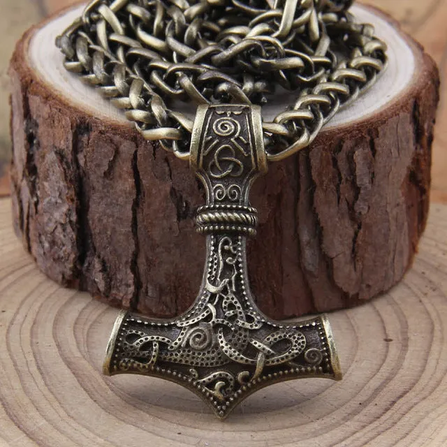 Metal Thor's Hammer Mjolnir Viking Amulet Pendant Necklace with Viking Box