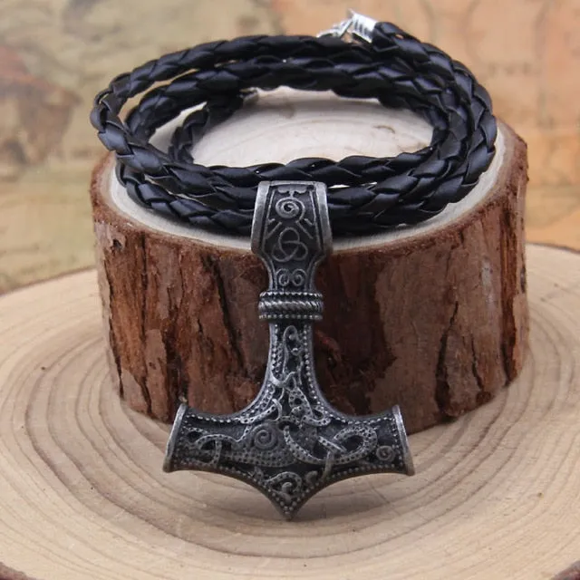 Metal Thor's Hammer Mjolnir Viking Amulet Pendant Necklace with Viking Box