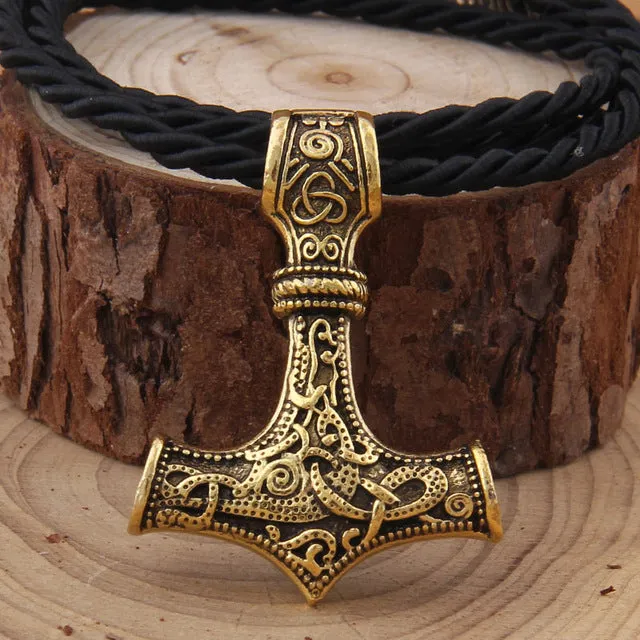 Metal Thor's Hammer Mjolnir Viking Amulet Pendant Necklace with Viking Box