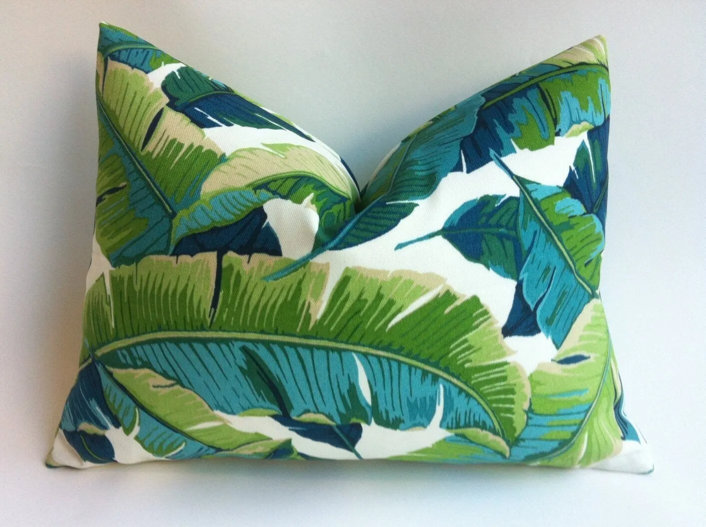 Miami Banana Leaves Pillow Cover / Indoor Outdoor Teal Navy pillow Cover / Beverly Hills Pillow Cover