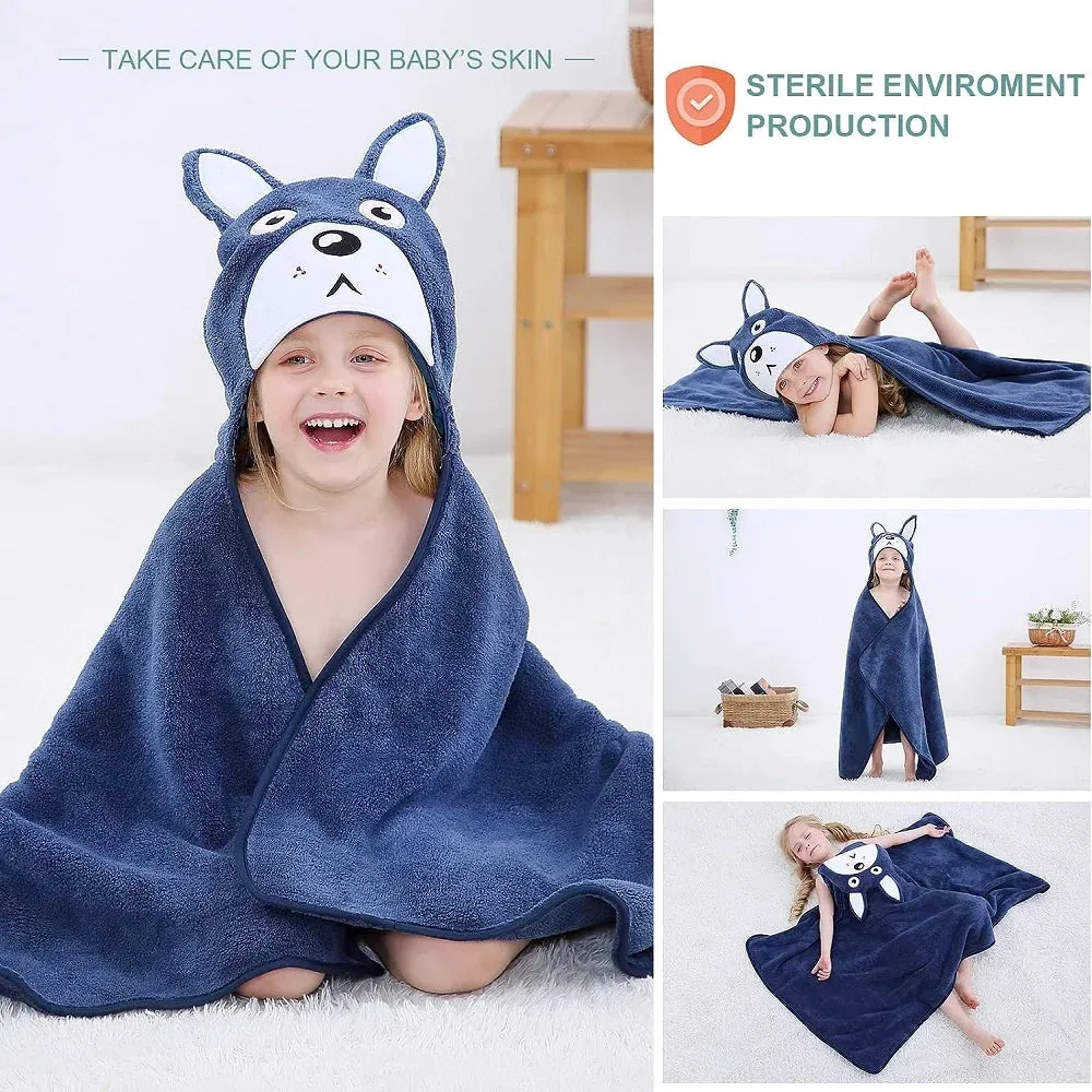 MICHLEY Toddler Hooded Baby Bath Towels Bathrobe Shower Soft Warm Sleeping Swaddle Blanket For Boys Girls Kids Newborn 0-9T