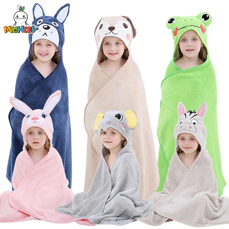 MICHLEY Toddler Hooded Baby Bath Towels Bathrobe Shower Soft Warm Sleeping Swaddle Blanket For Boys Girls Kids Newborn 0-9T