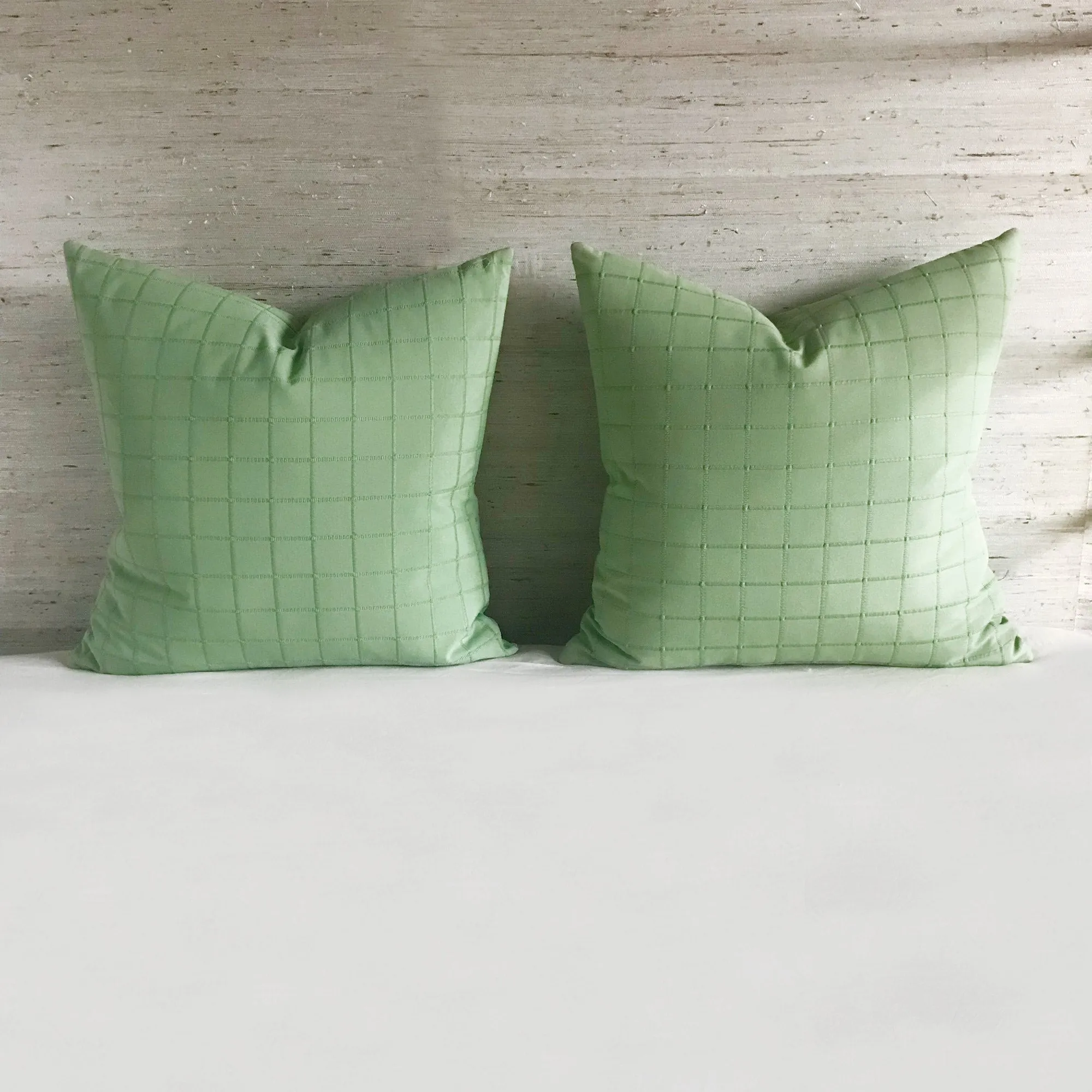 Mint Green Masculine Check Throw Pillow Cover 24x24