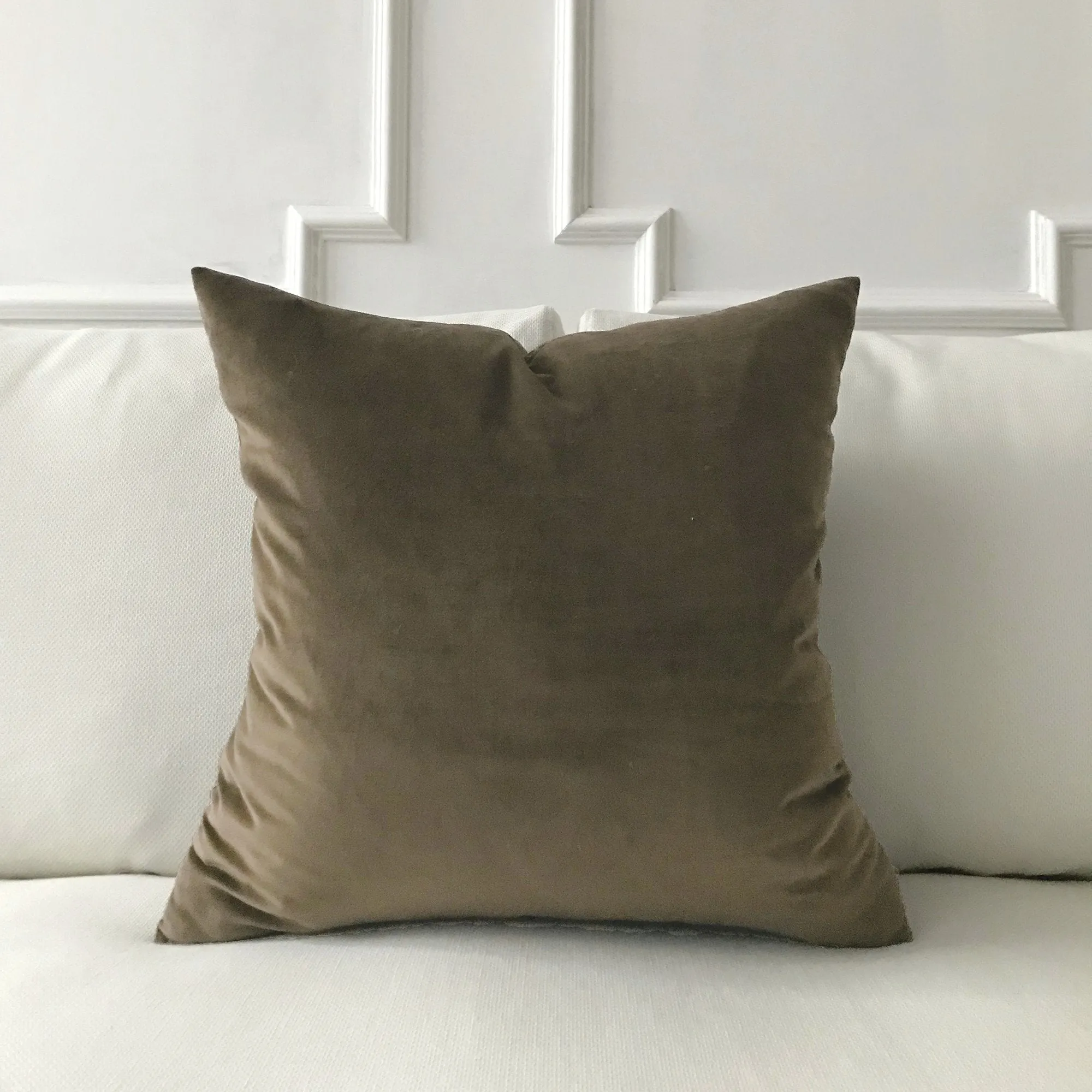 Mocha Velvet Throw Pillow Cover 24x24