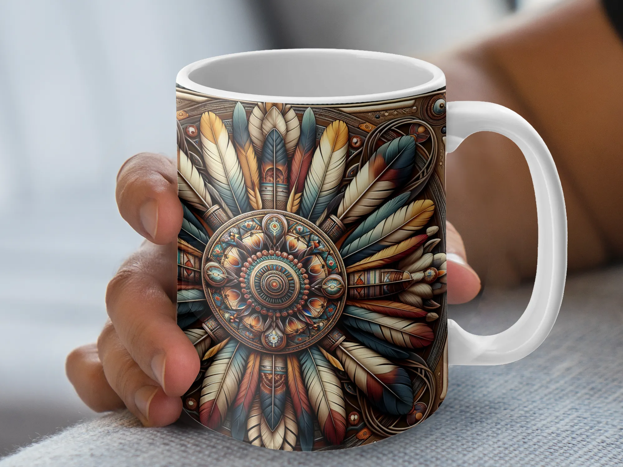 Native American Feathers Coffee Mug, Feathers Coffee Mug, Feathers Gift, Native American Gift, Native American Mug, Indian Mug