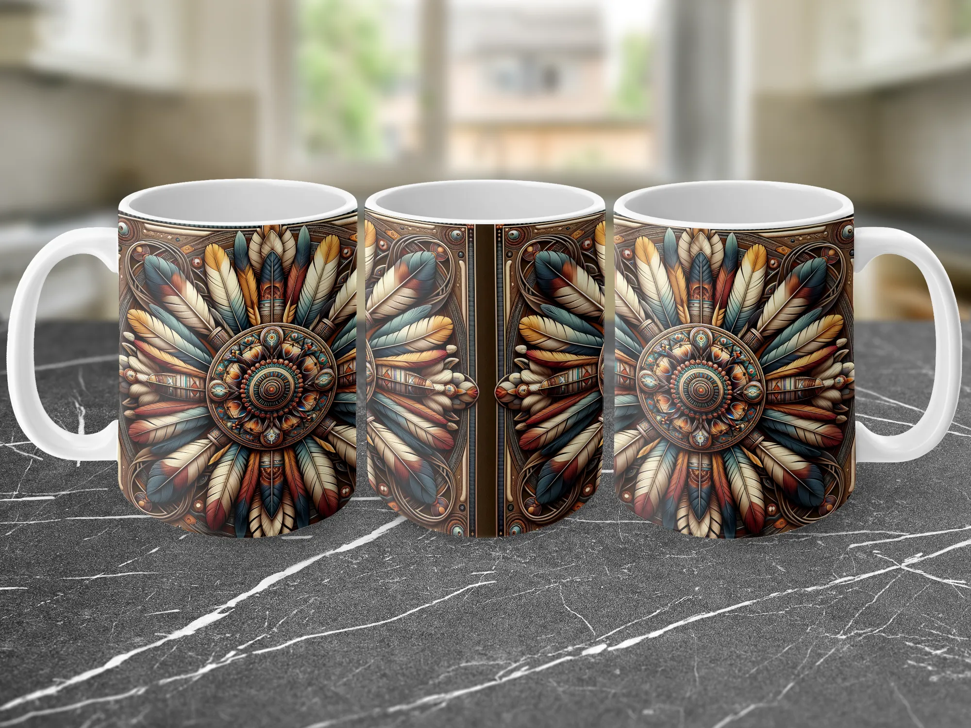 Native American Feathers Coffee Mug, Feathers Coffee Mug, Feathers Gift, Native American Gift, Native American Mug, Indian Mug