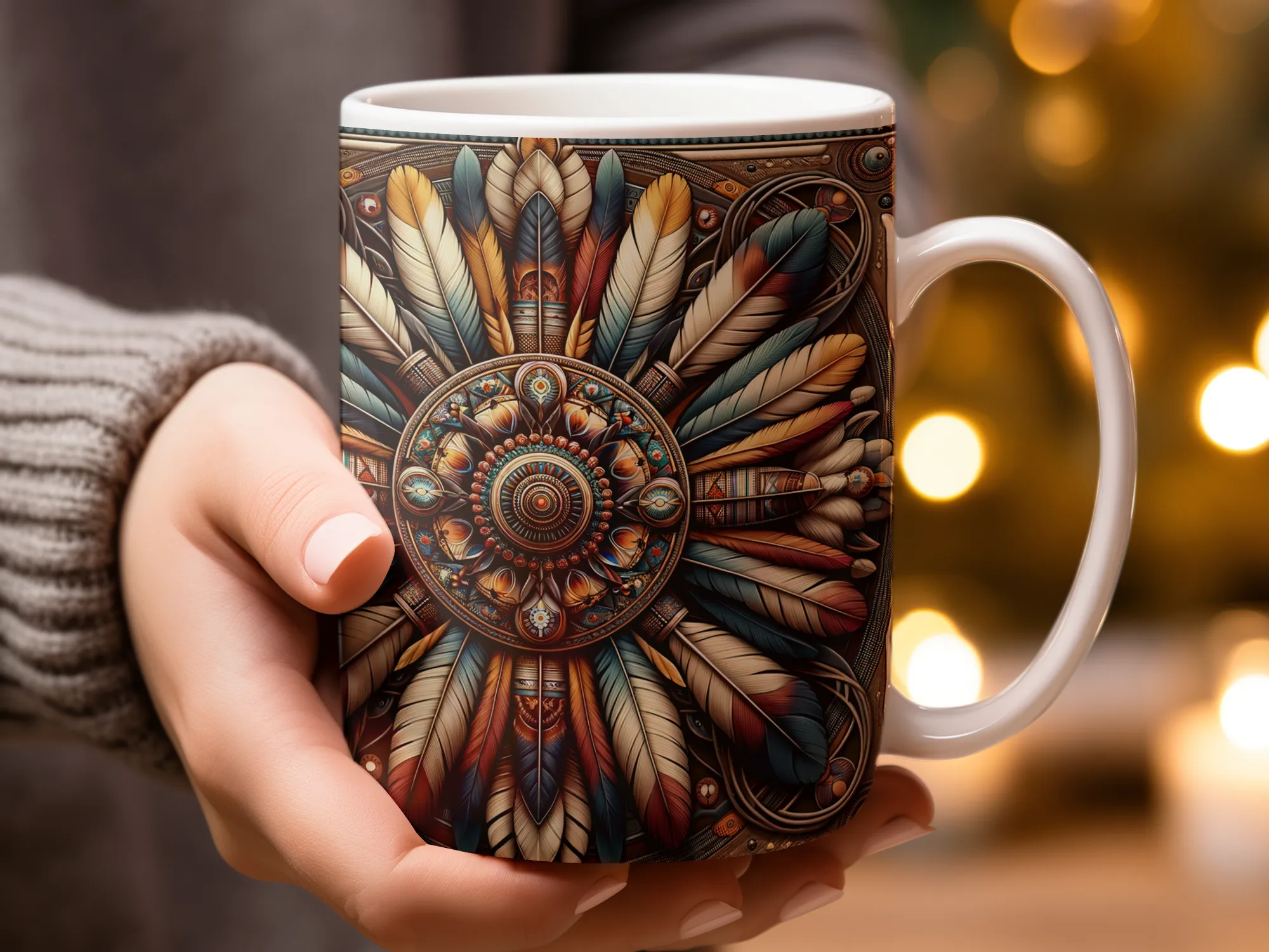 Native American Feathers Coffee Mug, Feathers Coffee Mug, Feathers Gift, Native American Gift, Native American Mug, Indian Mug