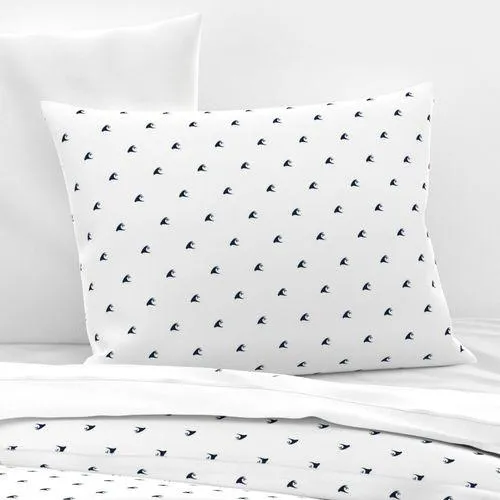 Navy Blue Epic Waves on White Sheet Set from Surfer Bedding™️