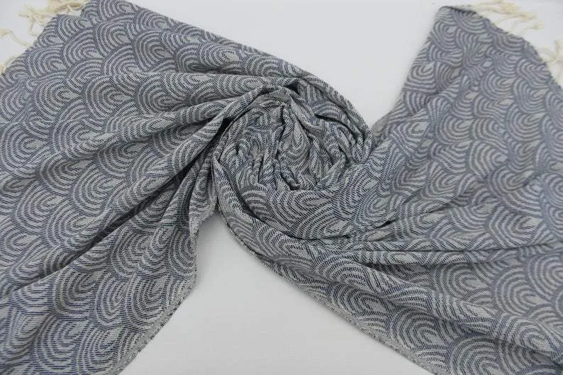 Navy Blue Waves 100% Cotton Towel