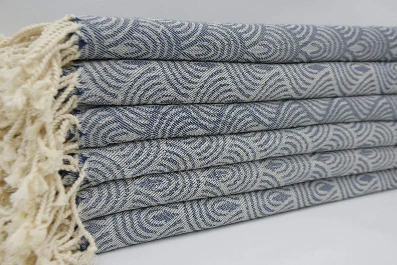 Navy Blue Waves 100% Cotton Towel