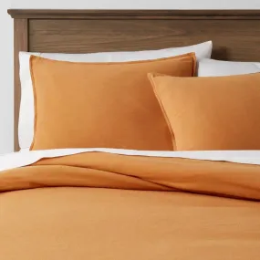 New - 3pc California King Space Dyed Cotton Linen Duvet Cover & Sham Set Mustard - Threshold