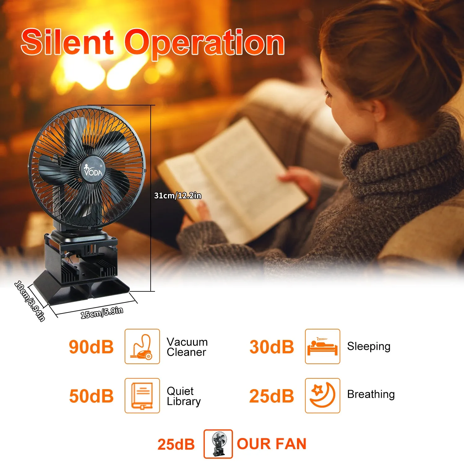 New Arrival Safety Heat Powered Oscillating Stove Fan with Shell Protection VDSF695RB