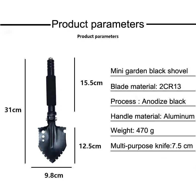 New Design Portable Tactical 2Cr13 Shovel Outdoor Multi Function Camping Folding Survival Mini Shovel